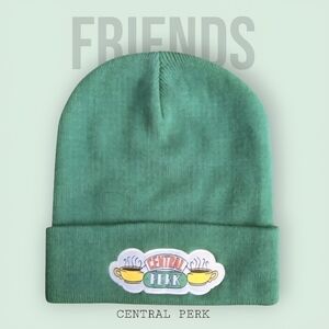 Friends Central Perk Embroidered Green Beanie-NWOT